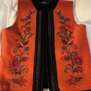 Beautiful Icelandic size Small orange embroidered vest.